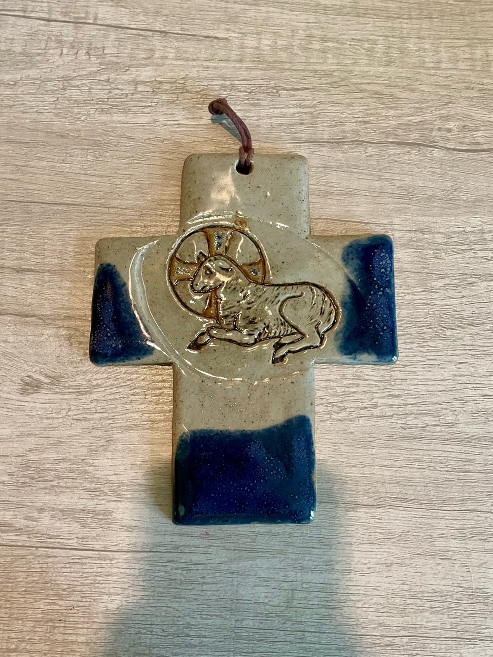 Handmade Ceramic Cross with Lamb